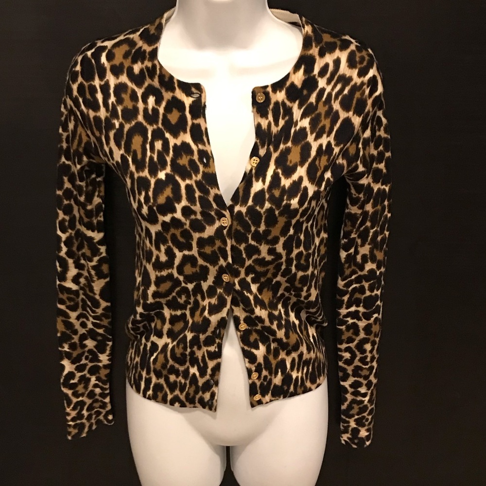 3/$30- JCrew leopard print cardigan sz xxs